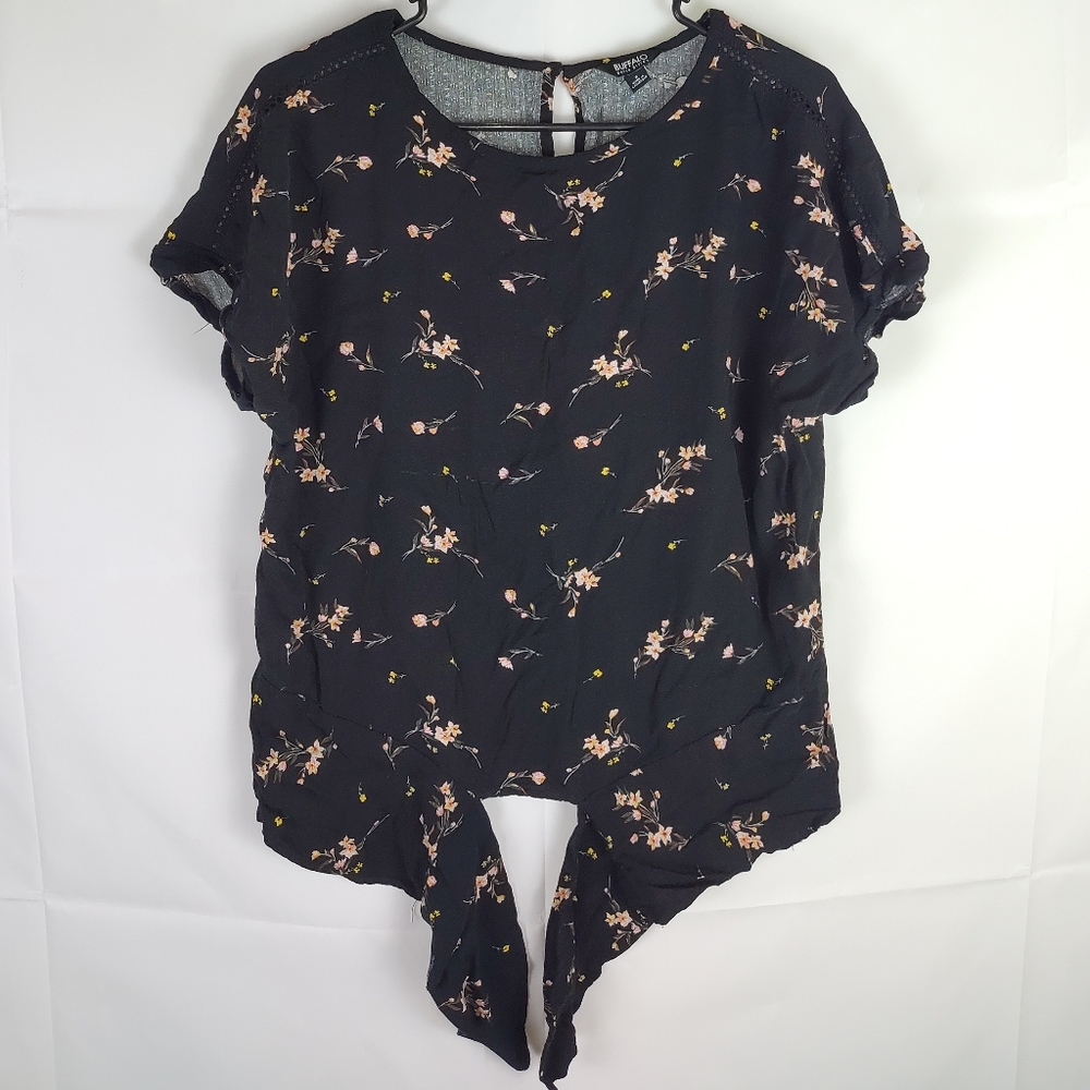 Buffalo David Button Floral Blouse Top Womens S Casual Coquette Garden Girl